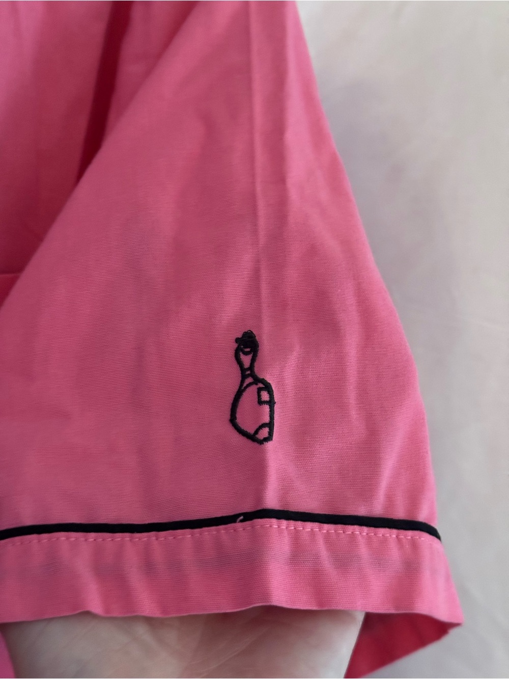 Kitty Kat Club Pink 50’s Style Bowling Shirt with Black Trim - Picture 4 of 7